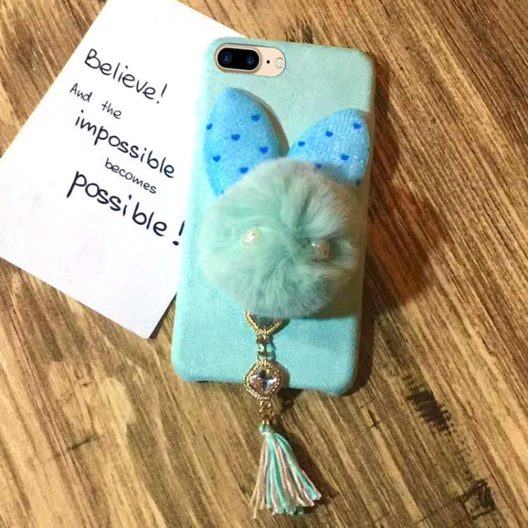 For iPhone 8 Plus & 7 Plus Cute 3D Rabbit Ears Pattern Felt Plush Protective Back Cover Case