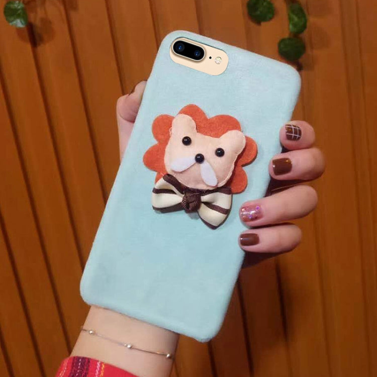 For iPhone 8 Plus & 7 Plus Cute 3D Lion Pattern Felt Plush Protective Back Cover Case