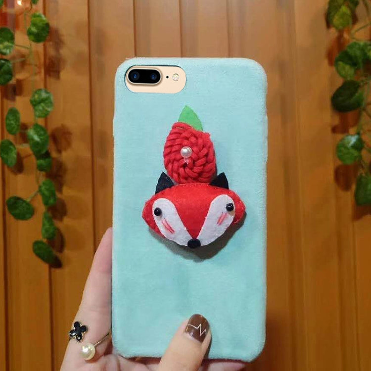 For iPhone 8 Plus & 7 Plus Cute 3D Fox Pattern Felt Plush Protective Back Cover Case