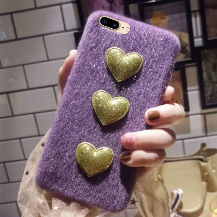 For iPhone 8 Plus & 7 Plus 3D Simple Love Pattern Felt Plush Protective Back Cover Case