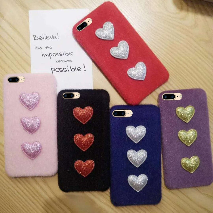 For iPhone 8 Plus & 7 Plus 3D Simple Love Pattern Felt Plush Protective Back Cover Case