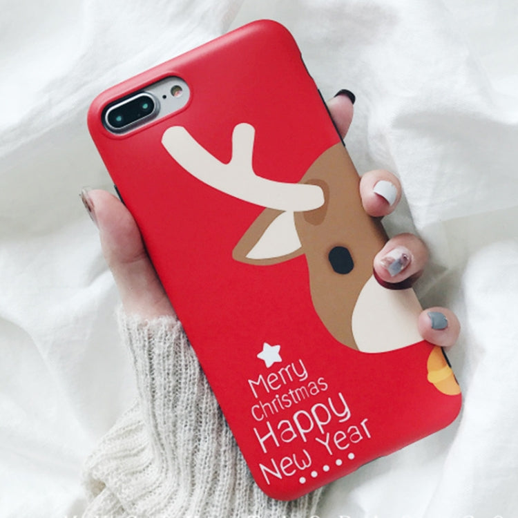 For iPhone 8 Plus & 7 Plus Christmas Series Lovely Deer Pattern Full Coverage Protective Back Cover Case