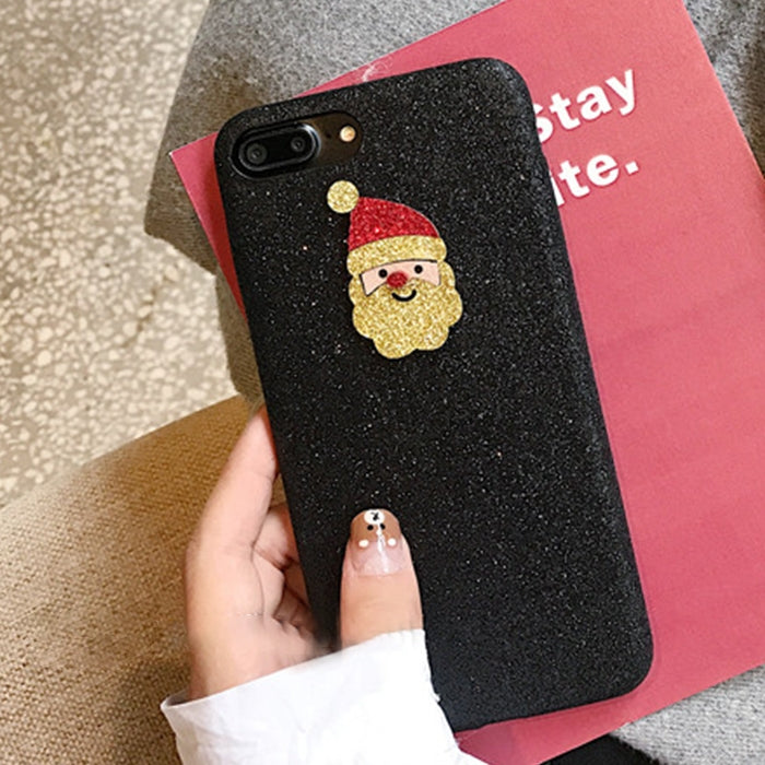 For iPhone 8 Plus & 7 Plus Creative Cute Santa Claus Drop-proof Sequins Glitter Powder Protective Back Cover Case