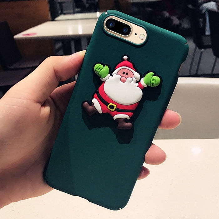 For iPhone 8 Plus & 7 Plus Christmas Series Cartoon Santa Claus Pattern Full Coverage Protective Back Cover Case