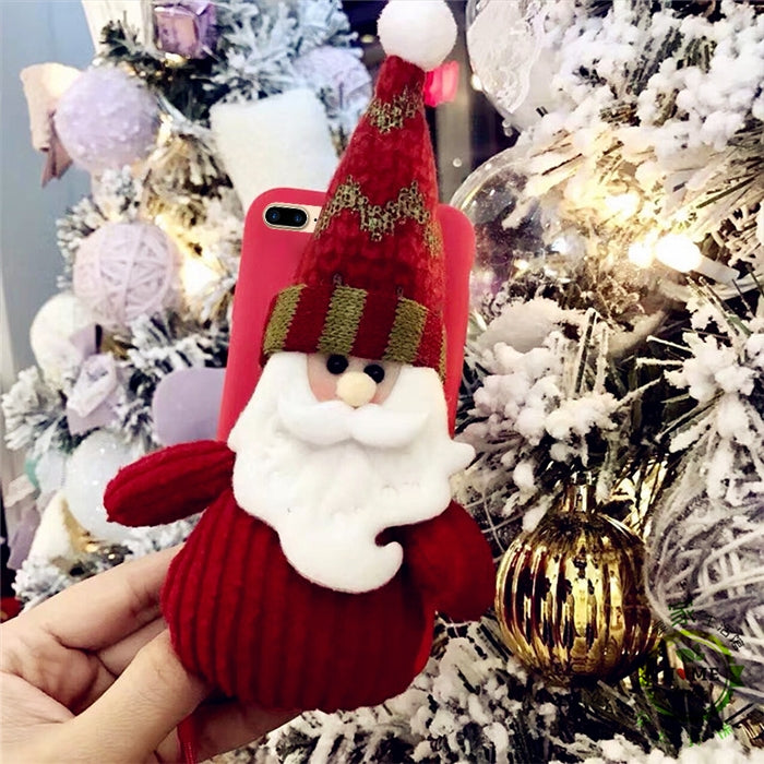 For iPhone 8 Plus & 7 Plus Christmas Series 3D Santa Claus Doll Silicone Protective Back Cover Case with Sling