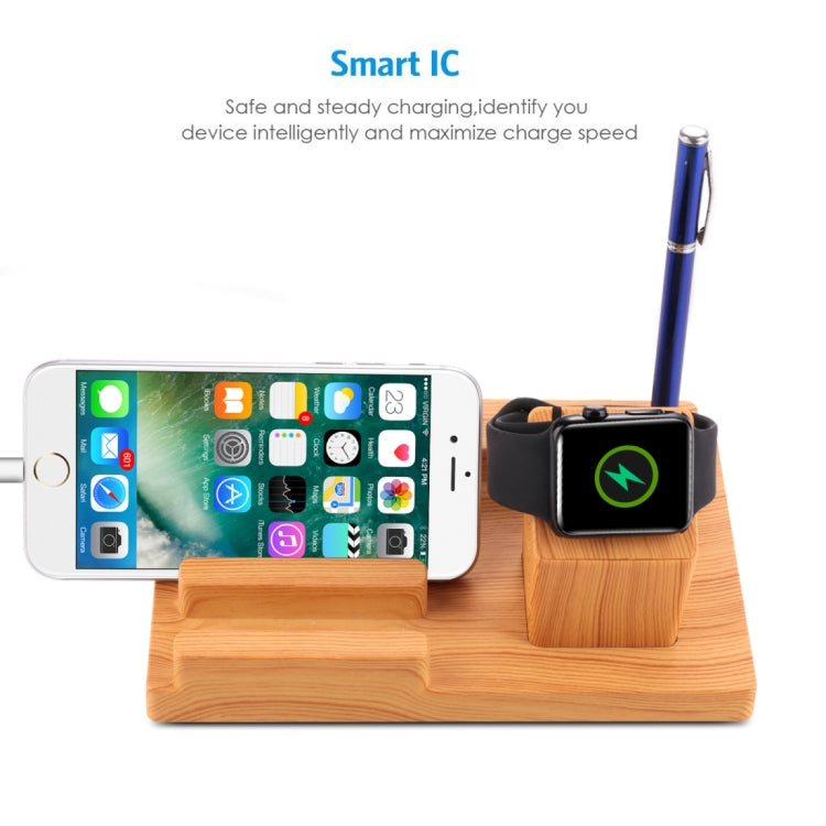 Bamboo 5V 1A/2.4A Multiple USB Ports Charging Station Dock Organizer with Indicator, For iPhone 6 Plus/6s Plus, 6/6s, Samsung, HTC, Nokia and Apple Watch All Models