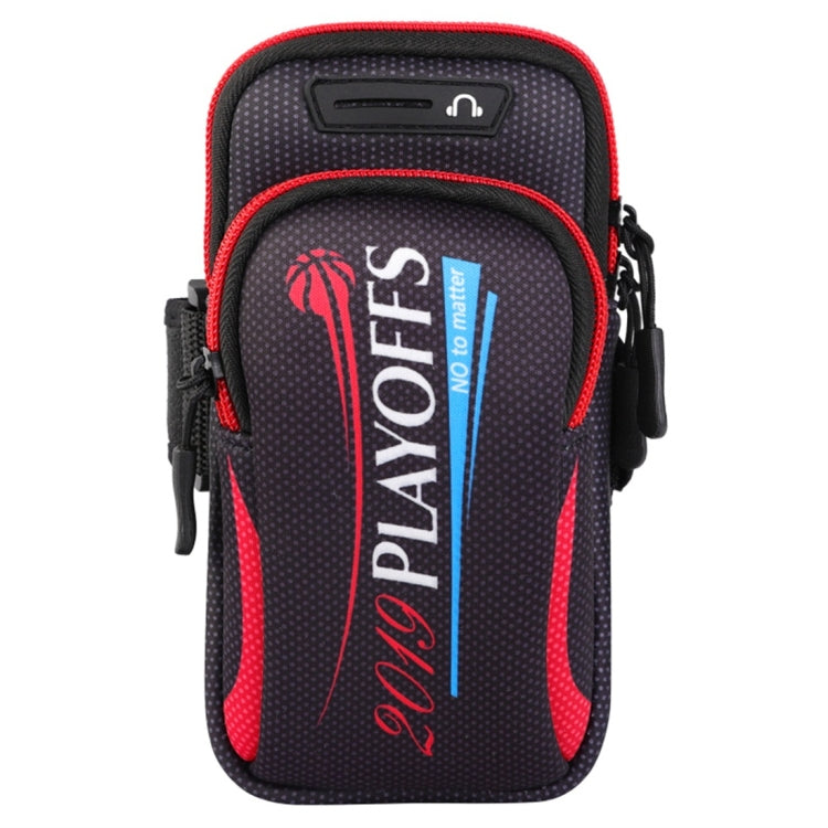 Multi-functional Universal Double Layer Zipper Letter Sport Arm Case Phone Bag with Earphone Hole for 6.6 Inch or Below Smartphones