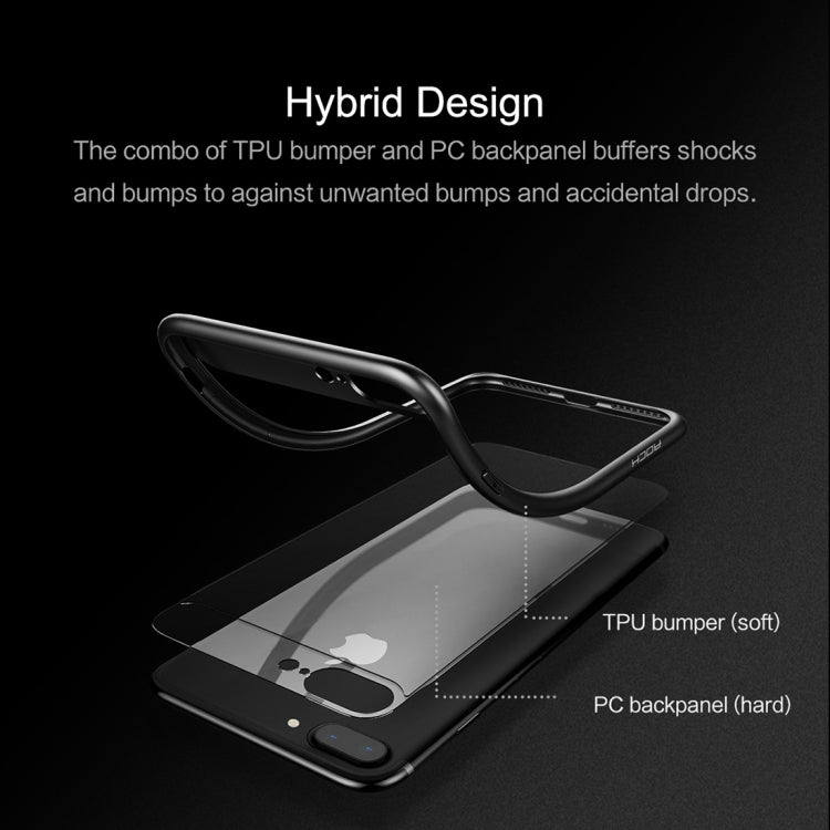Rock for iPhone 8 Plus & 7 Plus Ultra-thin TPU + PC Dropproof Protective Case Cover(Black)