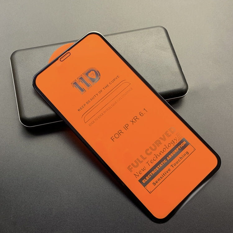 For iPhone 11 / XR mietubl Scratchproof 11D HD Full Glue Full Curved Screen Tempered Glass Film(Black)
