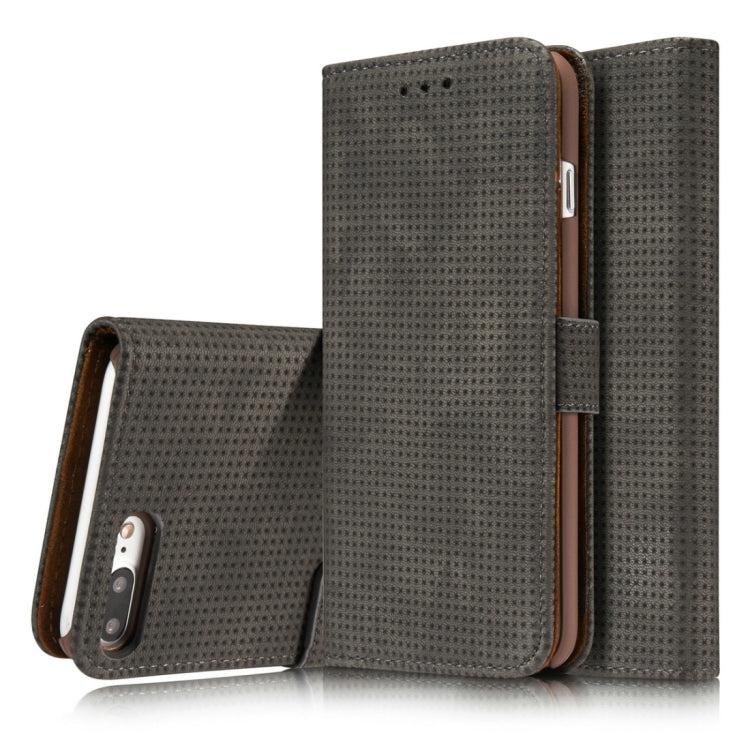 For iPhone 8 Plus & 7 Plus Retro Style Mesh Breathable Horizontal Flip Leather Case with Card Slot & Holder & Wallet