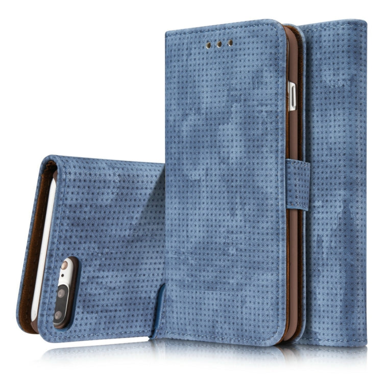 For iPhone 8 Plus & 7 Plus Retro Style Mesh Breathable Horizontal Flip Leather Case with Card Slot & Holder & Wallet