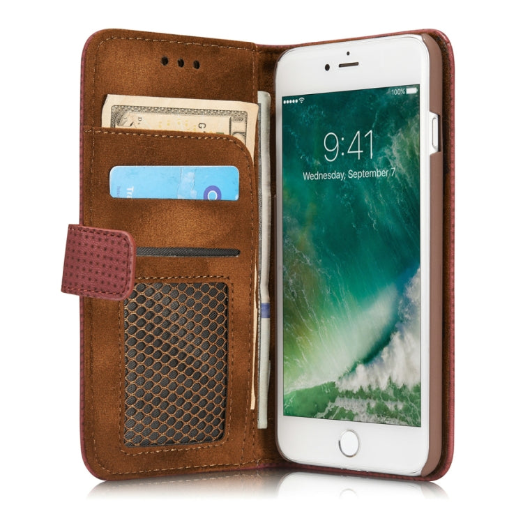For iPhone 8 Plus & 7 Plus Retro Style Mesh Breathable Horizontal Flip Leather Case with Card Slot & Holder & Wallet