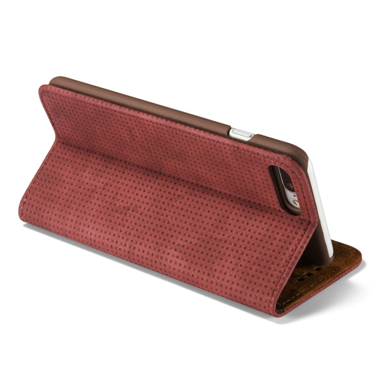 For iPhone 8 Plus & 7 Plus Retro Style Mesh Breathable Horizontal Flip Leather Case with Card Slot & Holder & Wallet