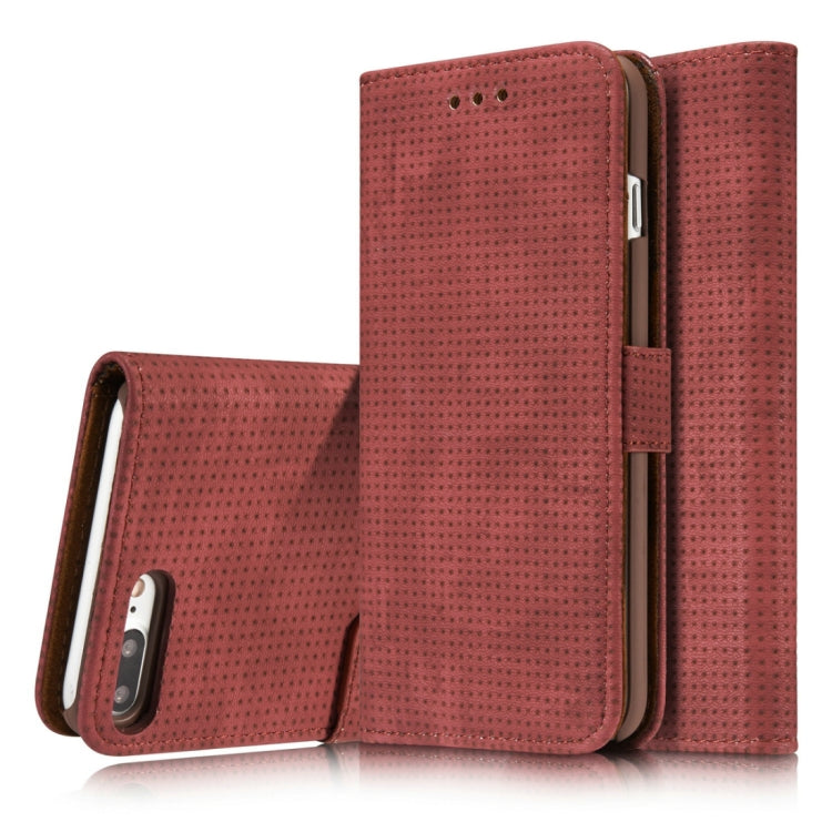 For iPhone 8 Plus & 7 Plus Retro Style Mesh Breathable Horizontal Flip Leather Case with Card Slot & Holder & Wallet