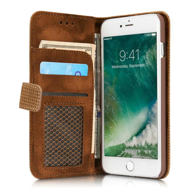 For iPhone 8 Plus & 7 Plus Retro Style Mesh Breathable Horizontal Flip Leather Case with Card Slot & Holder & Wallet