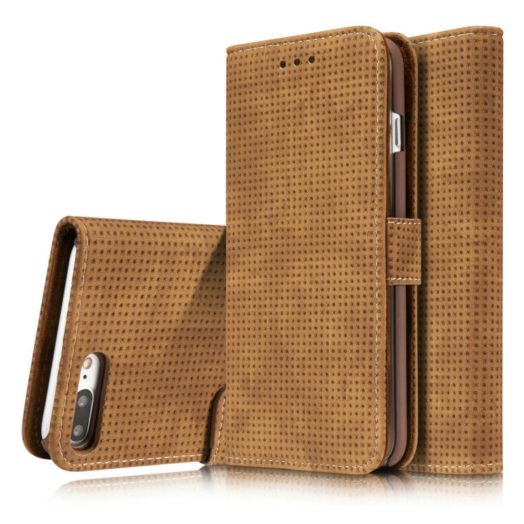 For iPhone 8 Plus & 7 Plus Retro Style Mesh Breathable Horizontal Flip Leather Case with Card Slot & Holder & Wallet