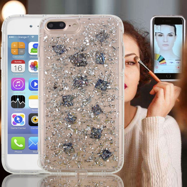 For iPhone 8 Plus & 7 Plus Anti-Gravity Nano-suction Technology Dropproof Sticky Selfie Glitter Sequins Pattern TPU Protective Back Cover Case