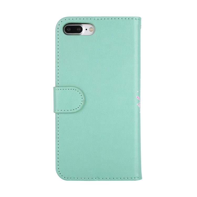 For iPhone 8 Plus & 7 Plus Glittery Powder Flamingo Print Horizontal Flip Leather Case with Holder & Wallet & Card Slots & Photo Frame