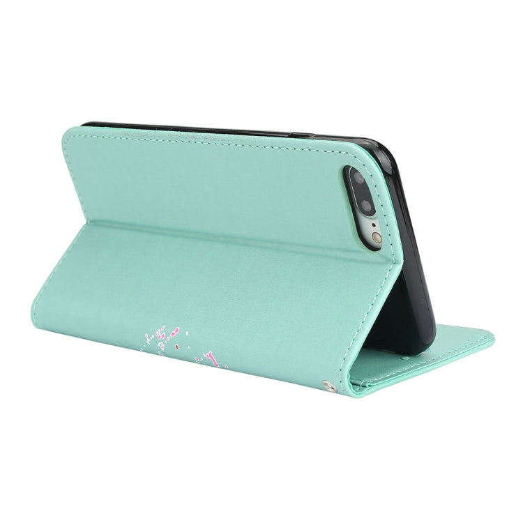 For iPhone 8 Plus & 7 Plus Glittery Powder Flamingo Print Horizontal Flip Leather Case with Holder & Wallet & Card Slots & Photo Frame