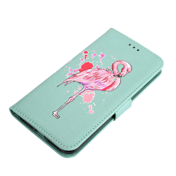 For iPhone 8 Plus & 7 Plus Glittery Powder Flamingo Print Horizontal Flip Leather Case with Holder & Wallet & Card Slots & Photo Frame