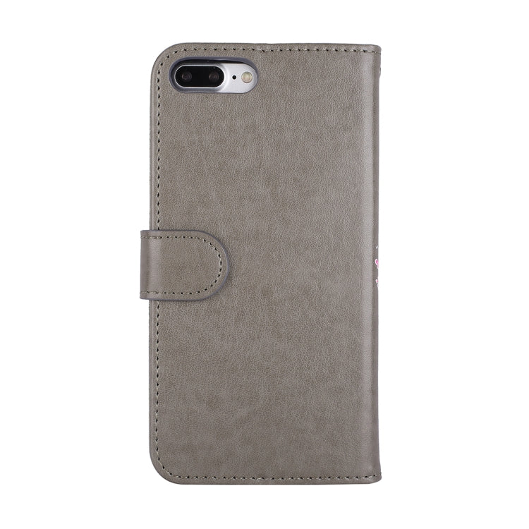 For iPhone 8 Plus & 7 Plus Glittery Powder Flamingo Print Horizontal Flip Leather Case with Holder & Wallet & Card Slots & Photo Frame