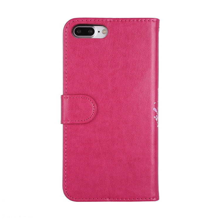 For iPhone 8 Plus & 7 Plus Glittery Powder Flamingo Print Horizontal Flip Leather Case with Holder & Wallet & Card Slots & Photo Frame