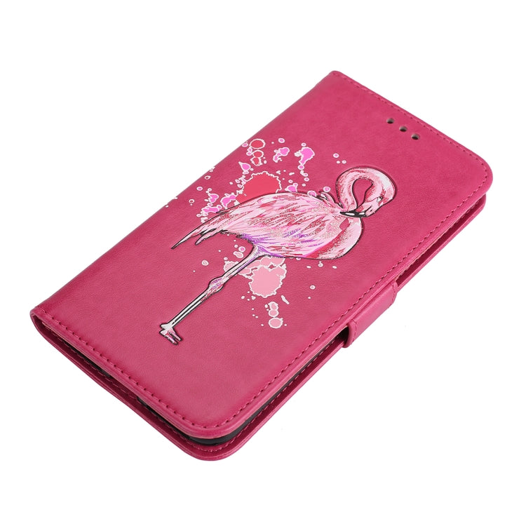 For iPhone 8 Plus & 7 Plus Glittery Powder Flamingo Print Horizontal Flip Leather Case with Holder & Wallet & Card Slots & Photo Frame