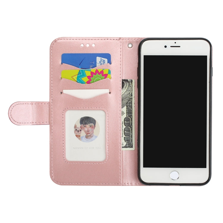 For iPhone 8 Plus & 7 Plus Glittery Powder Flamingo Print Horizontal Flip Leather Case with Holder & Wallet & Card Slots & Photo Frame