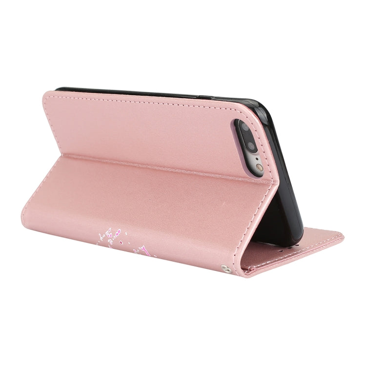 For iPhone 8 Plus & 7 Plus Glittery Powder Flamingo Print Horizontal Flip Leather Case with Holder & Wallet & Card Slots & Photo Frame
