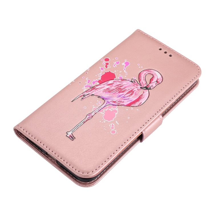 For iPhone 8 Plus & 7 Plus Glittery Powder Flamingo Print Horizontal Flip Leather Case with Holder & Wallet & Card Slots & Photo Frame