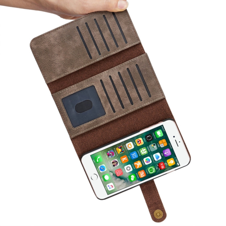 DG.MING for iPhone 8 Plus & 7 Plus Triple Fold Crazy Horse Texture Horizontal Flip Magnetic Protective Case with Holder & Card Slots & Wallet