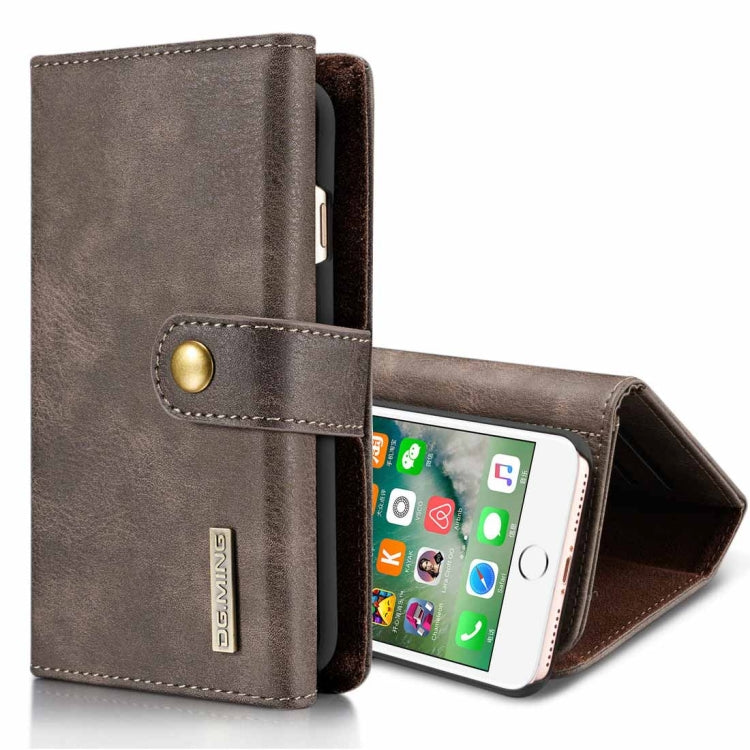 DG.MING for iPhone 8 Plus & 7 Plus Triple Fold Crazy Horse Texture Horizontal Flip Magnetic Protective Case with Holder & Card Slots & Wallet