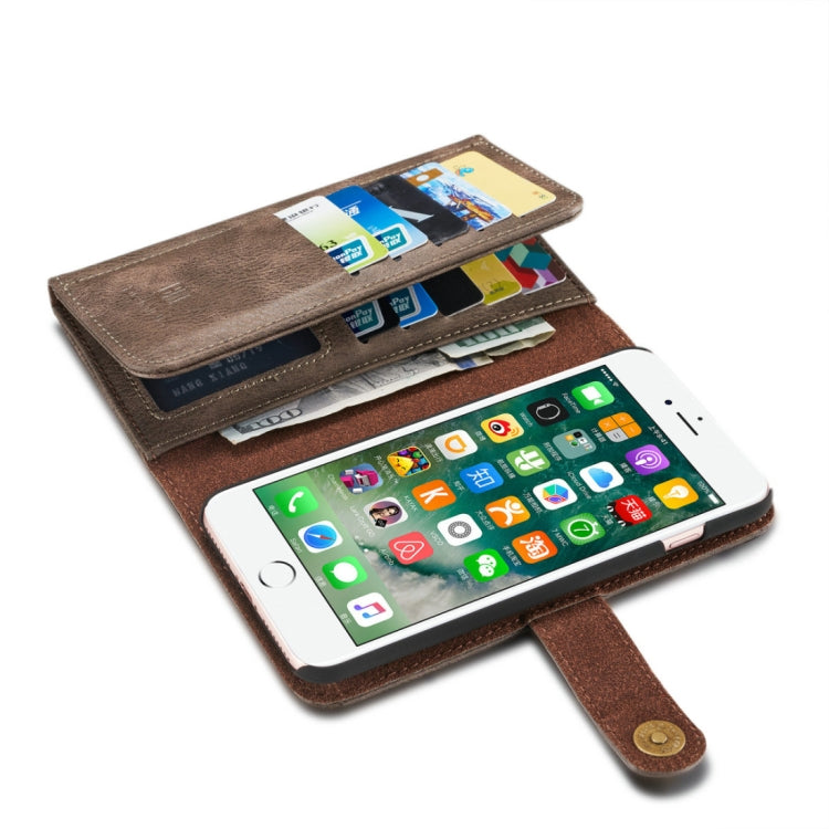 DG.MING for iPhone 8 Plus & 7 Plus Triple Fold Crazy Horse Texture Horizontal Flip Magnetic Protective Case with Holder & Card Slots & Wallet