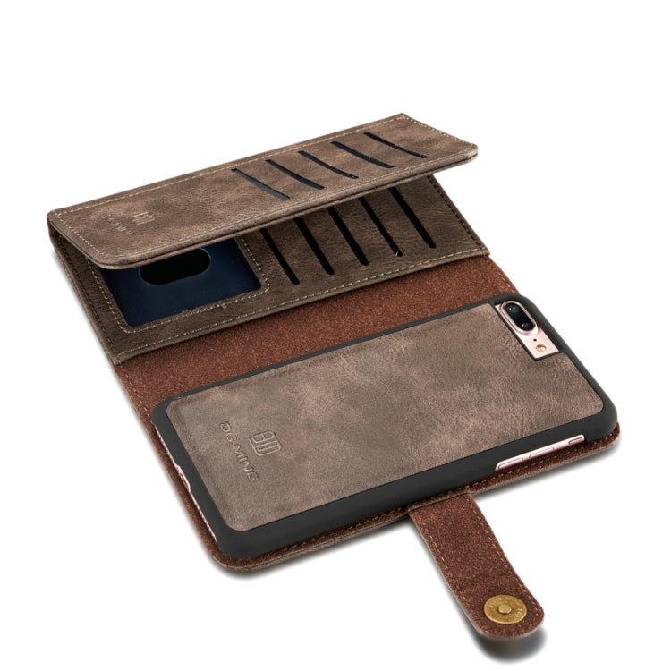 DG.MING for iPhone 8 Plus & 7 Plus Triple Fold Crazy Horse Texture Horizontal Flip Magnetic Protective Case with Holder & Card Slots & Wallet