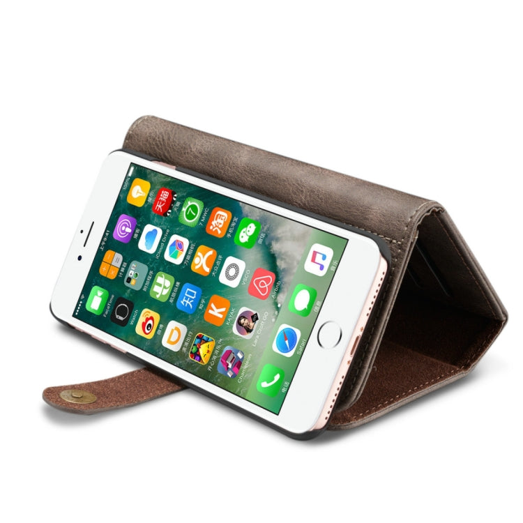DG.MING for iPhone 8 Plus & 7 Plus Triple Fold Crazy Horse Texture Horizontal Flip Magnetic Protective Case with Holder & Card Slots & Wallet
