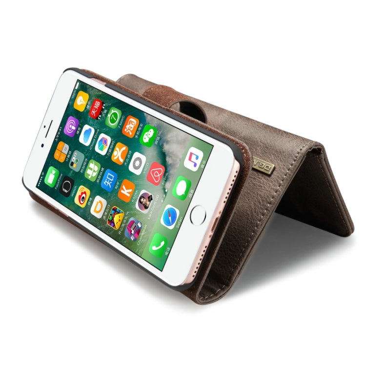 DG.MING for iPhone 8 Plus & 7 Plus Triple Fold Crazy Horse Texture Horizontal Flip Magnetic Protective Case with Holder & Card Slots & Wallet