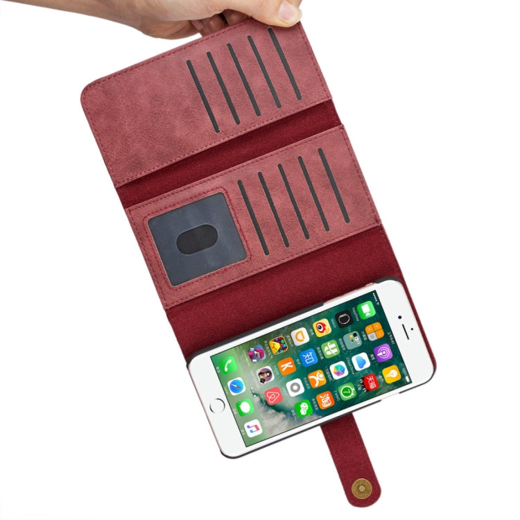 DG.MING for iPhone 8 Plus & 7 Plus Triple Fold Crazy Horse Texture Horizontal Flip Magnetic Protective Case with Holder & Card Slots & Wallet