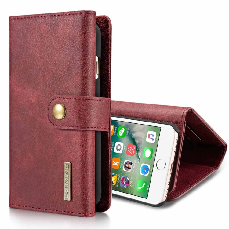 DG.MING for iPhone 8 Plus & 7 Plus Triple Fold Crazy Horse Texture Horizontal Flip Magnetic Protective Case with Holder & Card Slots & Wallet