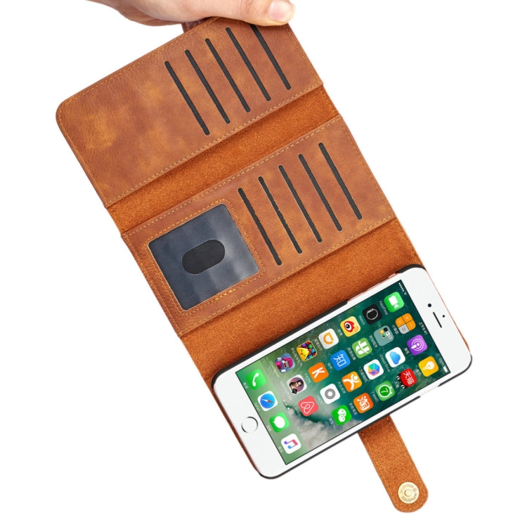 DG.MING for iPhone 8 Plus & 7 Plus Triple Fold Crazy Horse Texture Horizontal Flip Magnetic Protective Case with Holder & Card Slots & Wallet