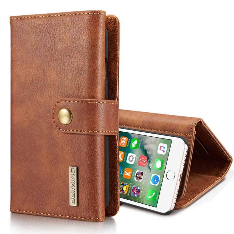 DG.MING for iPhone 8 Plus & 7 Plus Triple Fold Crazy Horse Texture Horizontal Flip Magnetic Protective Case with Holder & Card Slots & Wallet