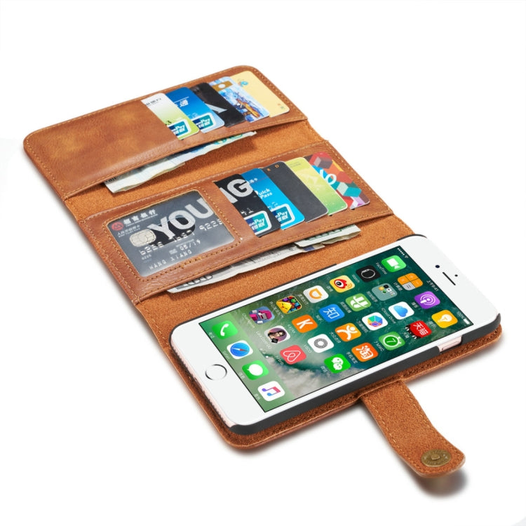 DG.MING for iPhone 8 Plus & 7 Plus Triple Fold Crazy Horse Texture Horizontal Flip Magnetic Protective Case with Holder & Card Slots & Wallet
