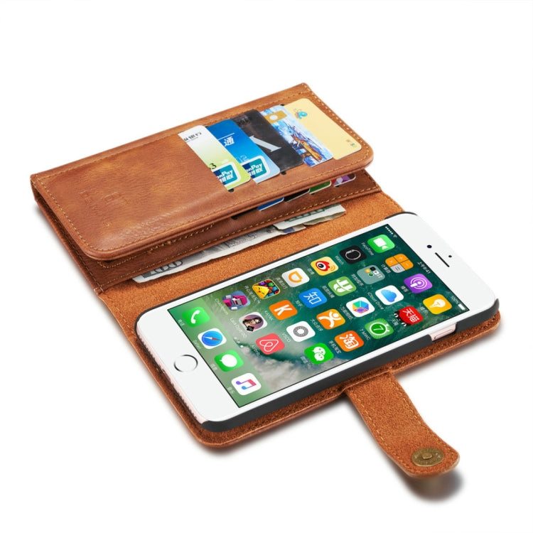 DG.MING for iPhone 8 Plus & 7 Plus Triple Fold Crazy Horse Texture Horizontal Flip Magnetic Protective Case with Holder & Card Slots & Wallet