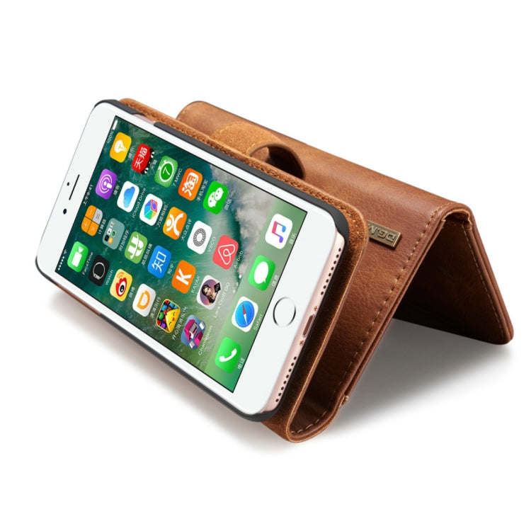 DG.MING for iPhone 8 Plus & 7 Plus Triple Fold Crazy Horse Texture Horizontal Flip Magnetic Protective Case with Holder & Card Slots & Wallet