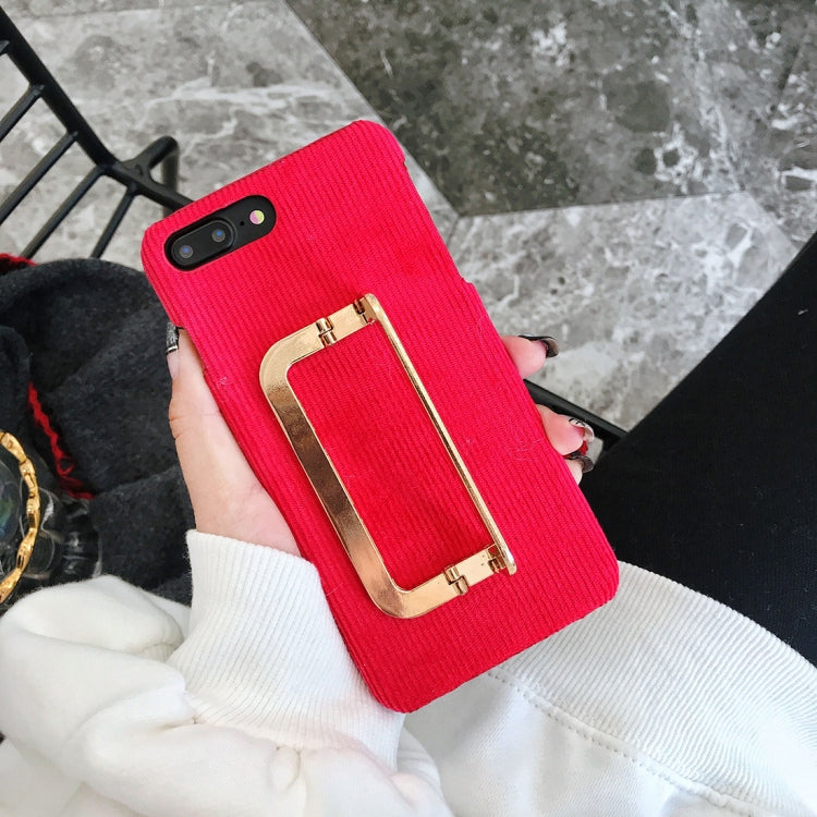 For iPhone 8 Plus & 7 Plus Square Buckle Style Corduroy Surface Protective Back Case(Red)