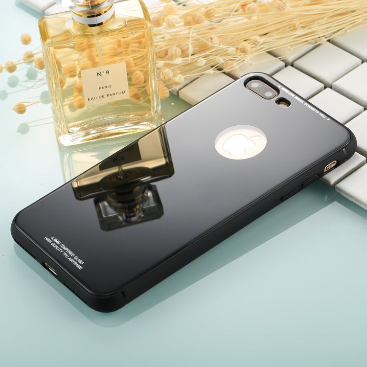 For iPhone 8 Plus & 7 Plus 0.8mm Tempered Glass High Quality TPU Airframe Protective Back Cover Case