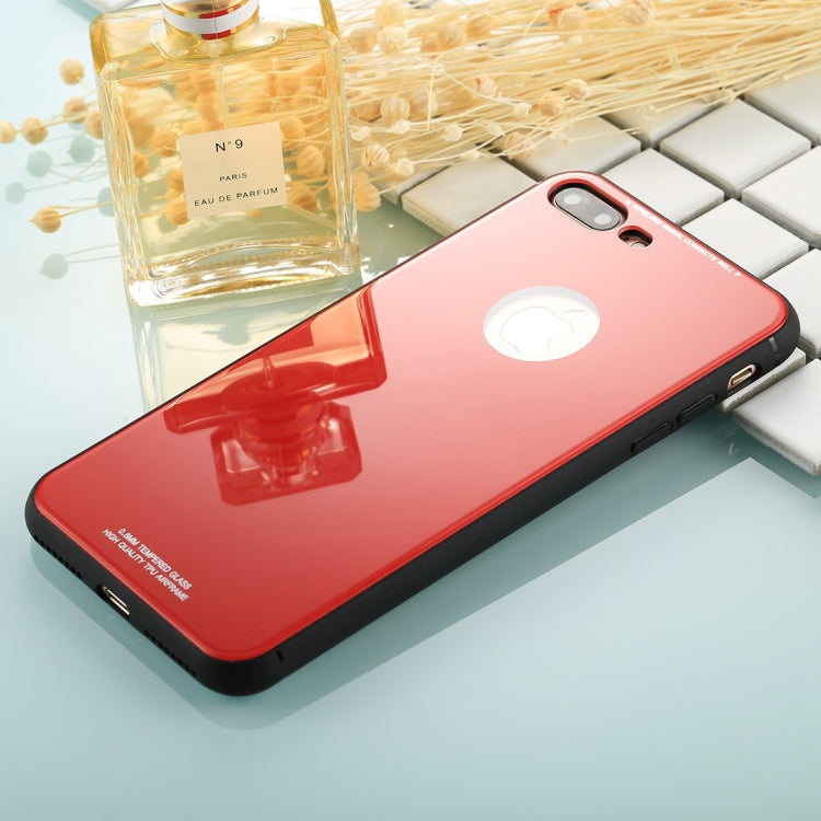 For iPhone 8 Plus & 7 Plus 0.8mm Tempered Glass High Quality TPU Airframe Protective Back Cover Case