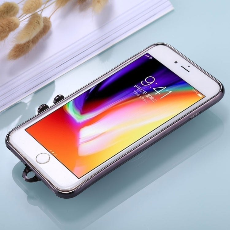 For iPhone 8 Plus & 7 Plus TPU Camera Shape Mirror Glitter Protective Back Cover Case with Holder & Lanyard