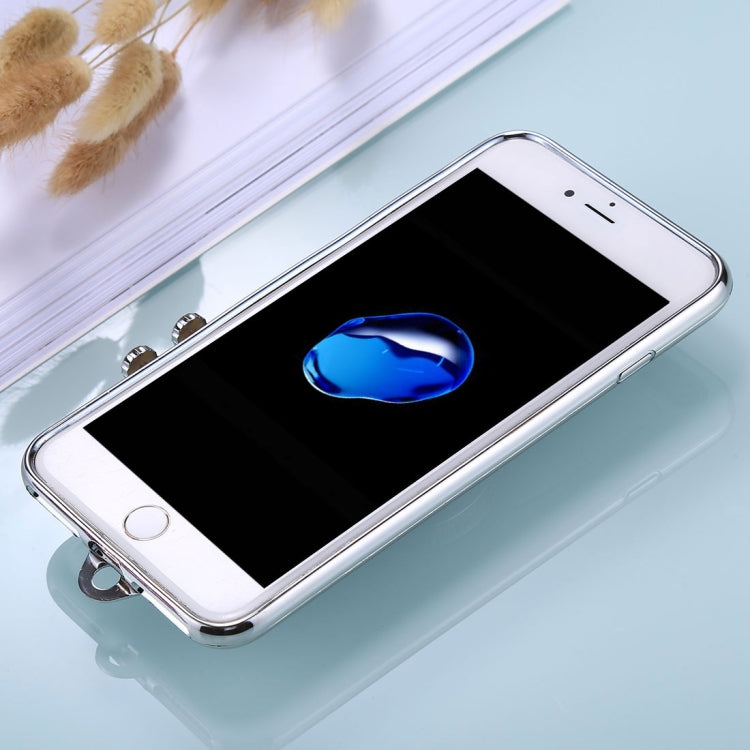 For iPhone 8 Plus & 7 Plus TPU Camera Shape Mirror Glitter Protective Back Cover Case with Holder & Lanyard