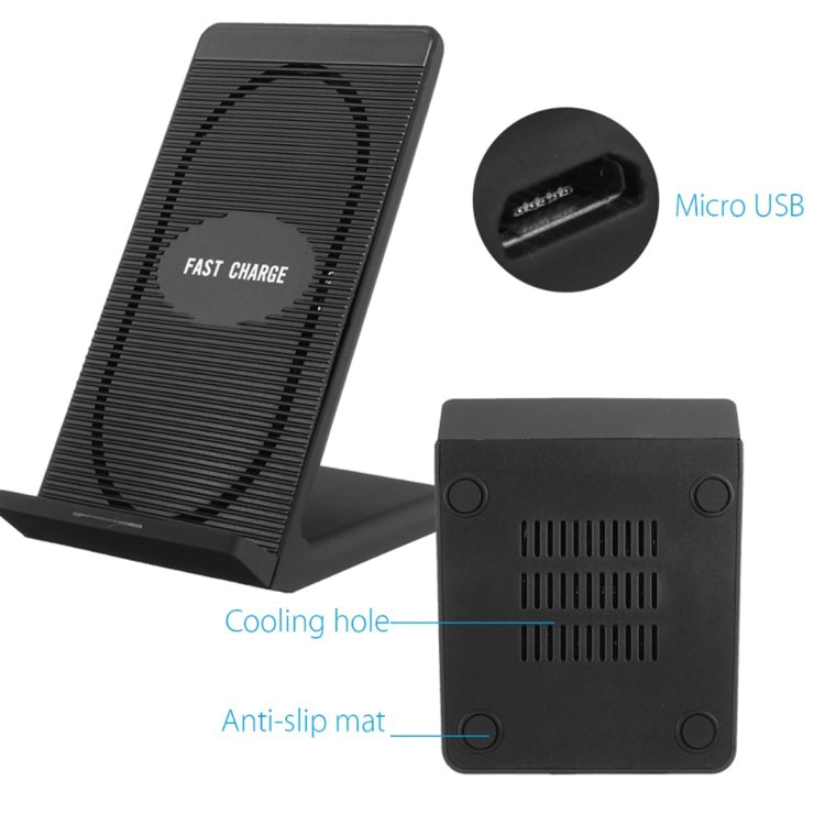 N800 10W Double Coils Qi Wireless Stand Fast Charger with Cooling Fan, For iPhone, Galaxy, Huawei, Xiaomi, LG, HTC and Other QI Standard Smart Phones
