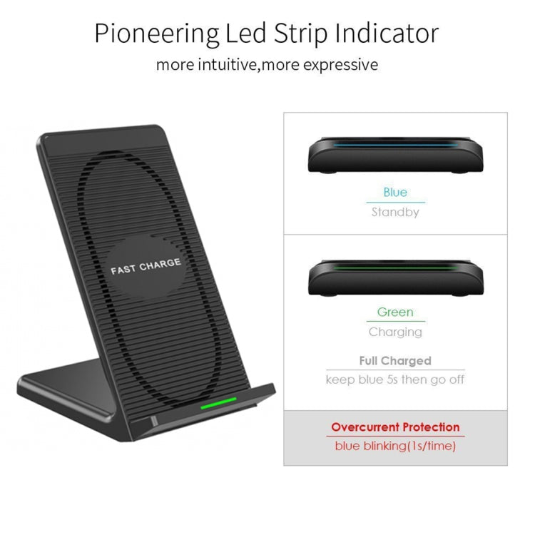 N800 10W Double Coils Qi Wireless Stand Fast Charger with Cooling Fan, For iPhone, Galaxy, Huawei, Xiaomi, LG, HTC and Other QI Standard Smart Phones